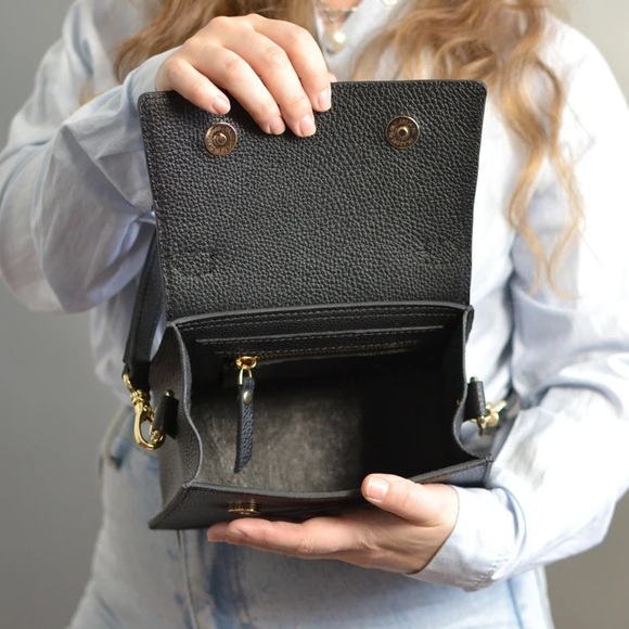 Mini Black Pebbled Leather Handbag - Picture 3 of 9